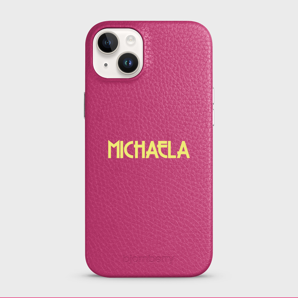 iPhone 14 Plus Personalised Leather Case - Art Deco Name - 15