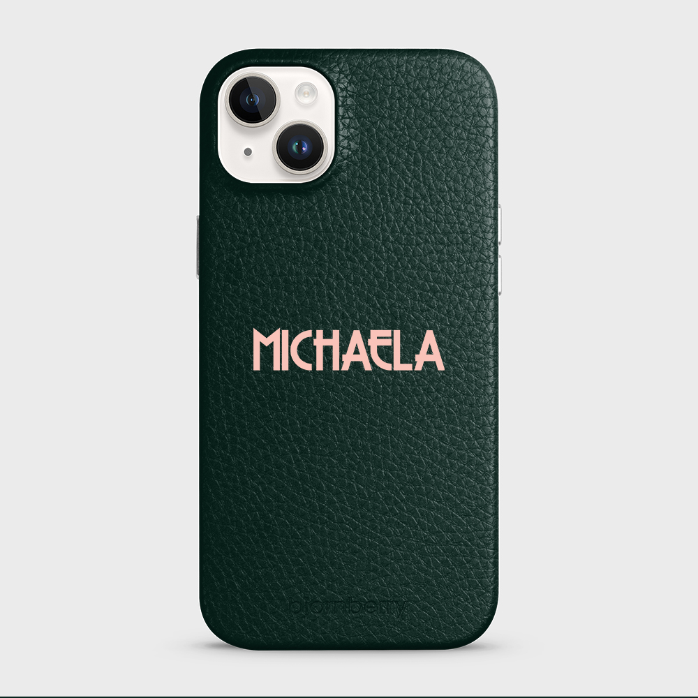 iPhone 14 Plus Personalised Leather Case - Art Deco Name - 24