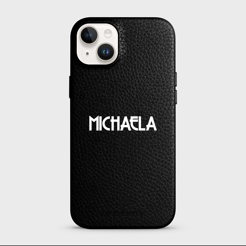 iPhone 14 Plus Personalised Leather Case - Art Deco Name - 40
