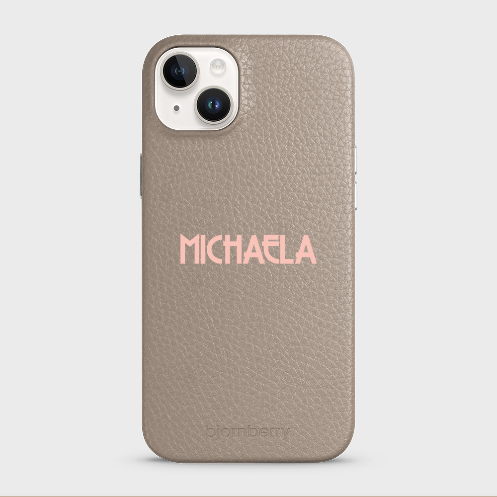 iPhone 14 Plus Personalised Leather Case - Art Deco Name - 12