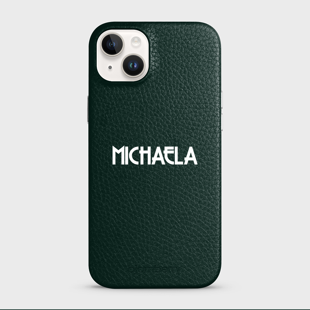 iPhone 14 Plus Personalised Leather Case - Art Deco Name - 26