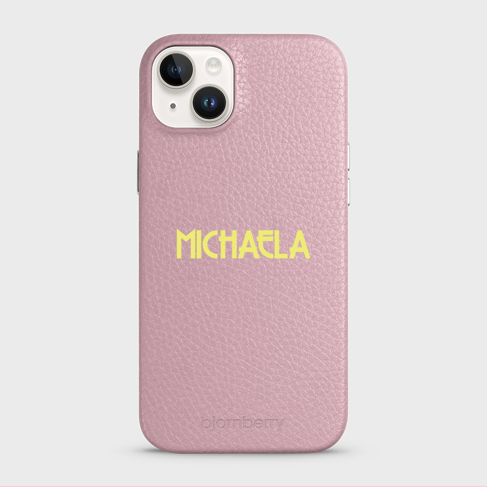 iPhone 14 Plus Personalised Leather Case - Art Deco Name - 30