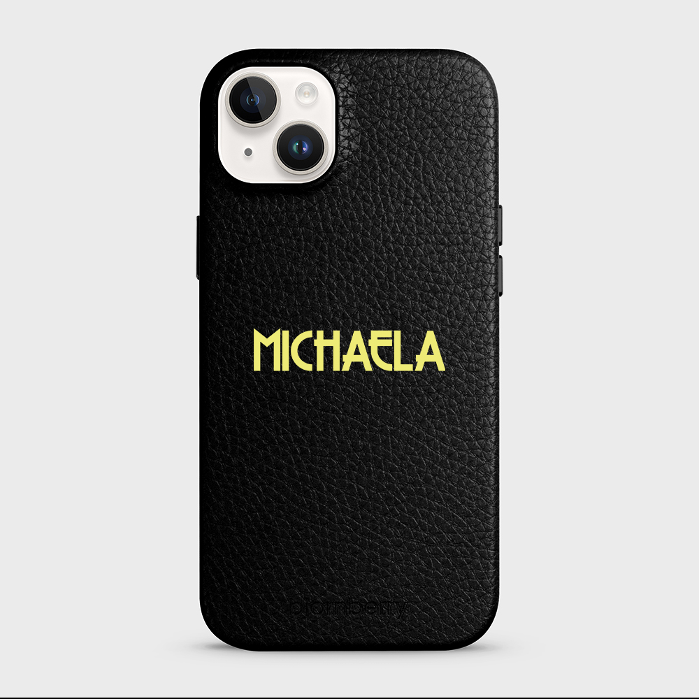 iPhone 14 Plus Personalised Leather Case - Art Deco Name - 42
