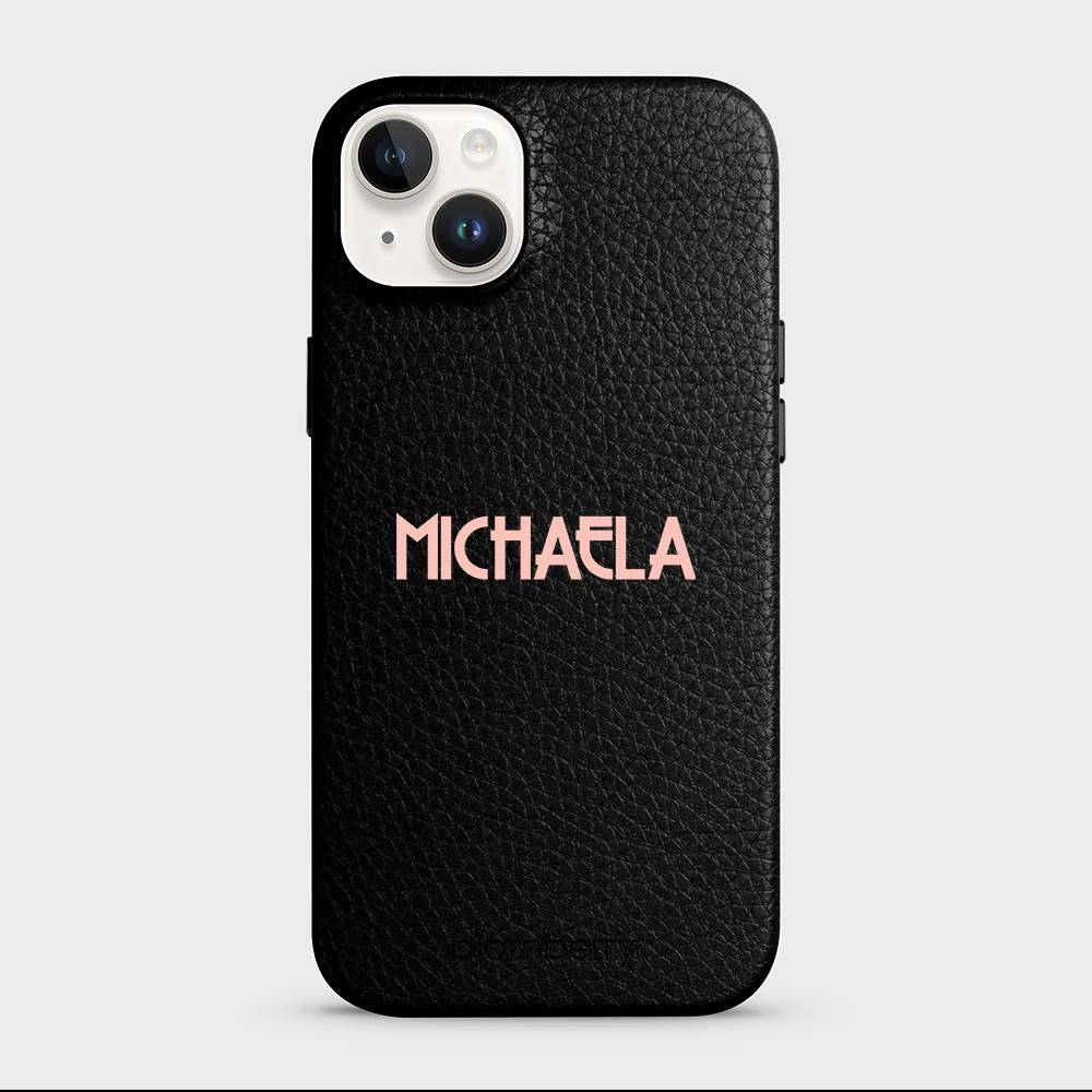 iPhone 14 Plus Personalised Leather Case - Art Deco Name - 38