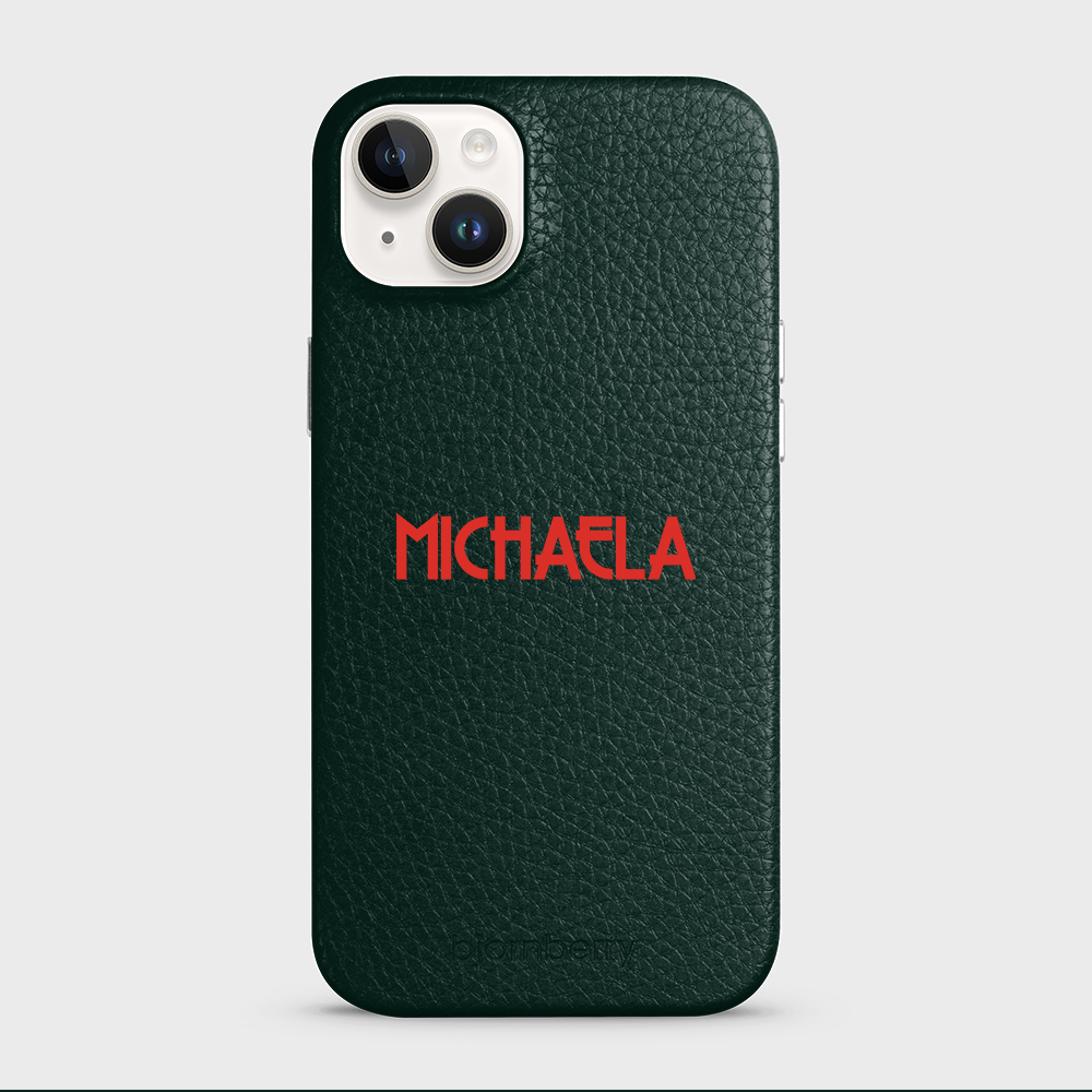 iPhone 14 Plus Personalised Leather Case - Art Deco Name - 23