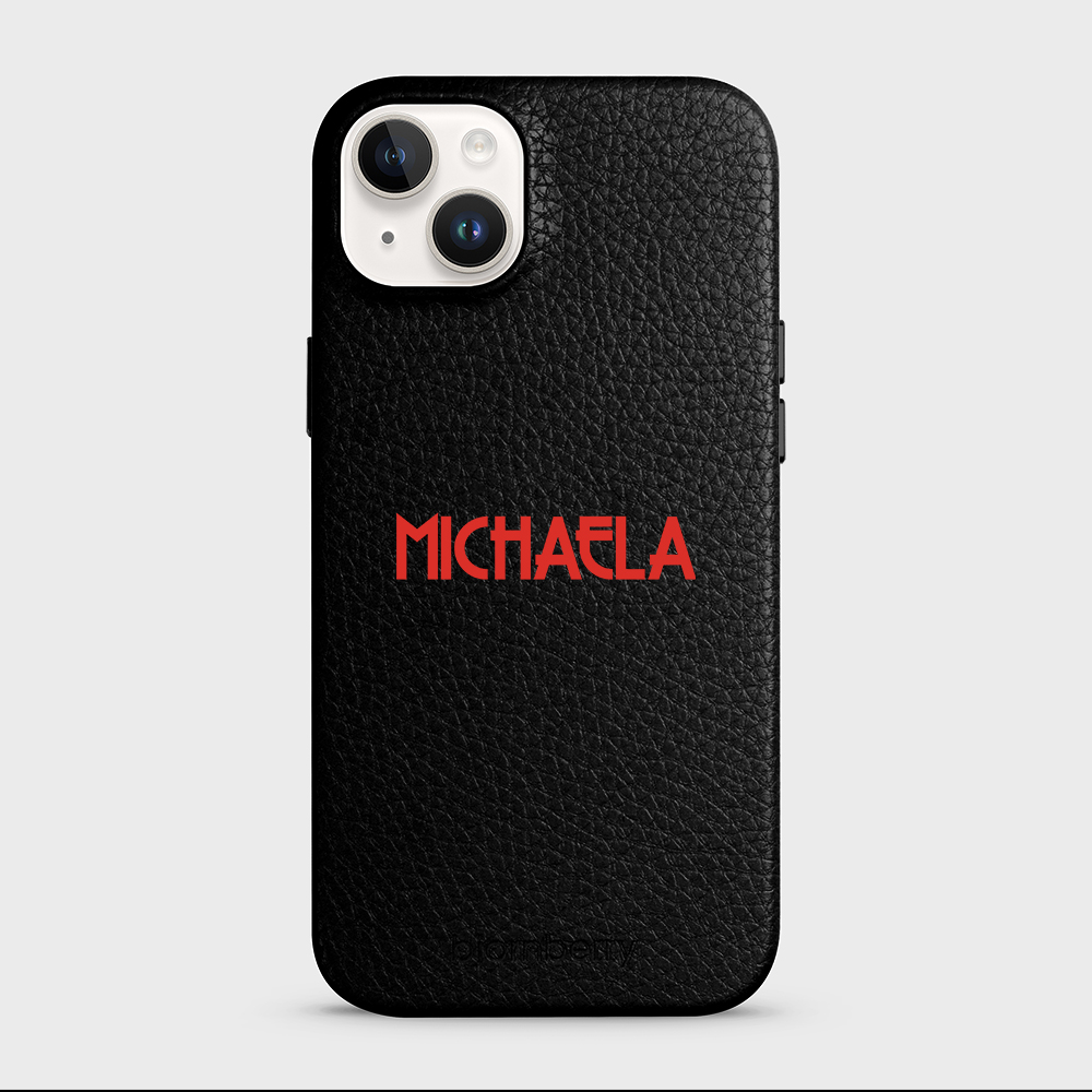 iPhone 14 Plus Personalised Leather Case - Art Deco Name - 37