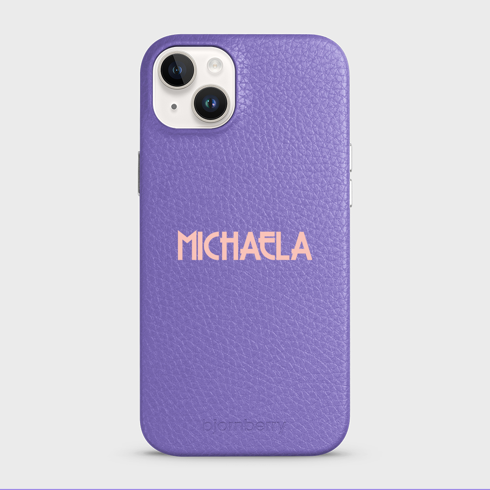 iPhone 14 Plus Personalised Leather Case - Art Deco Name - 4
