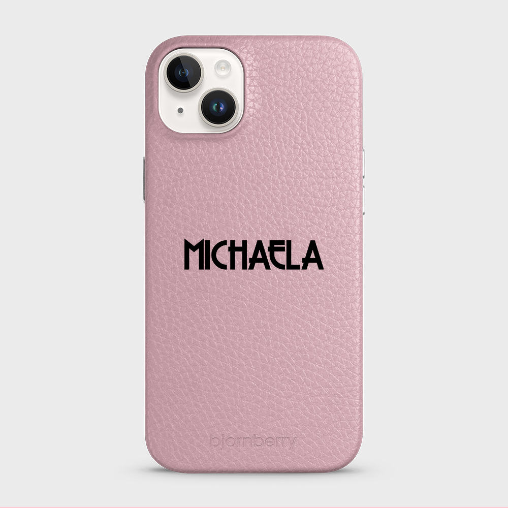 iPhone 14 Plus Personalised Leather Case - Art Deco Name - 34