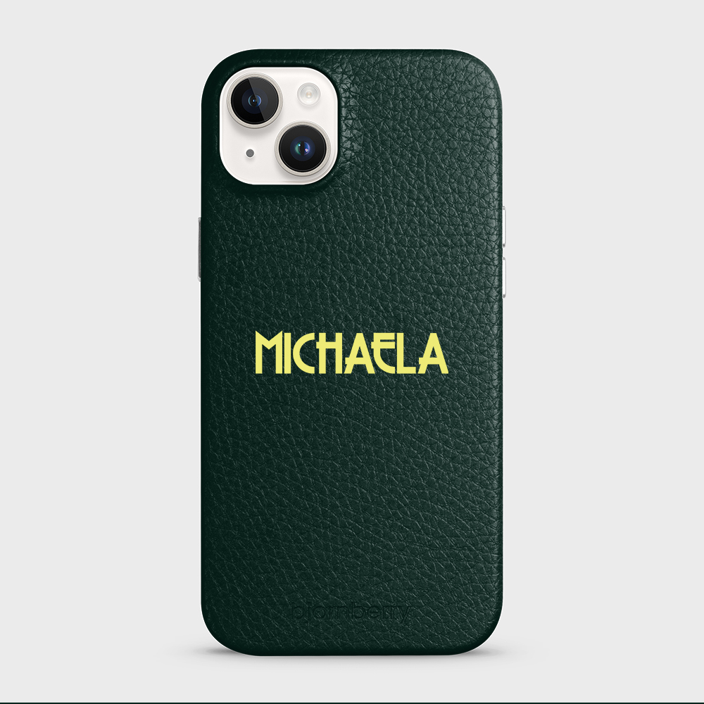 iPhone 14 Plus Personalised Leather Case - Art Deco Name - 28