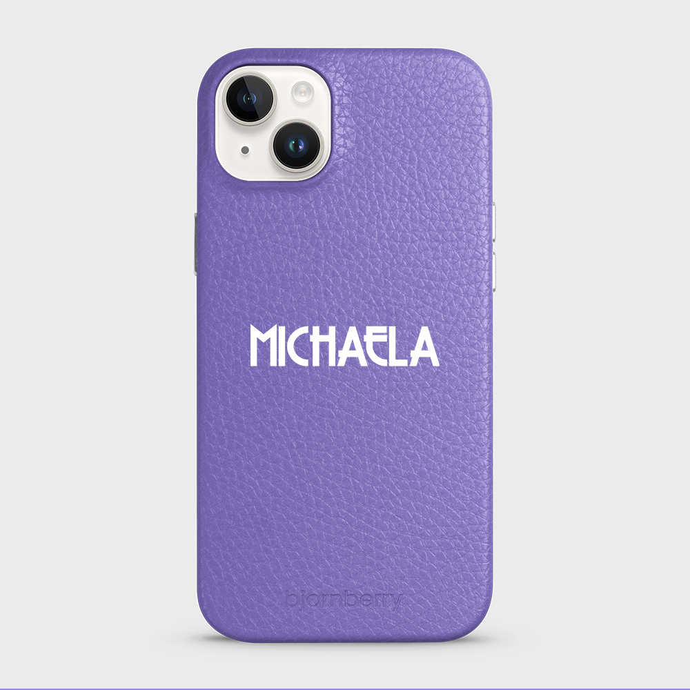 iPhone 14 Plus Personalised Leather Case - Art Deco Name