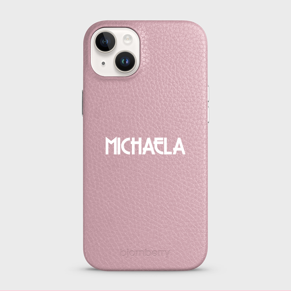 iPhone 14 Plus Personalised Leather Case - Art Deco Name - 35