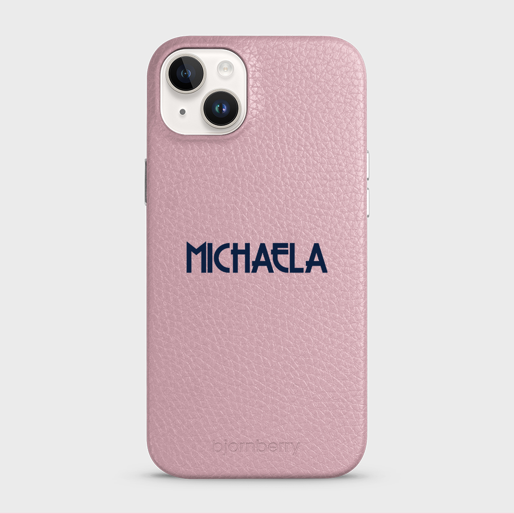 iPhone 14 Plus Personalised Leather Case - Art Deco Name - 29