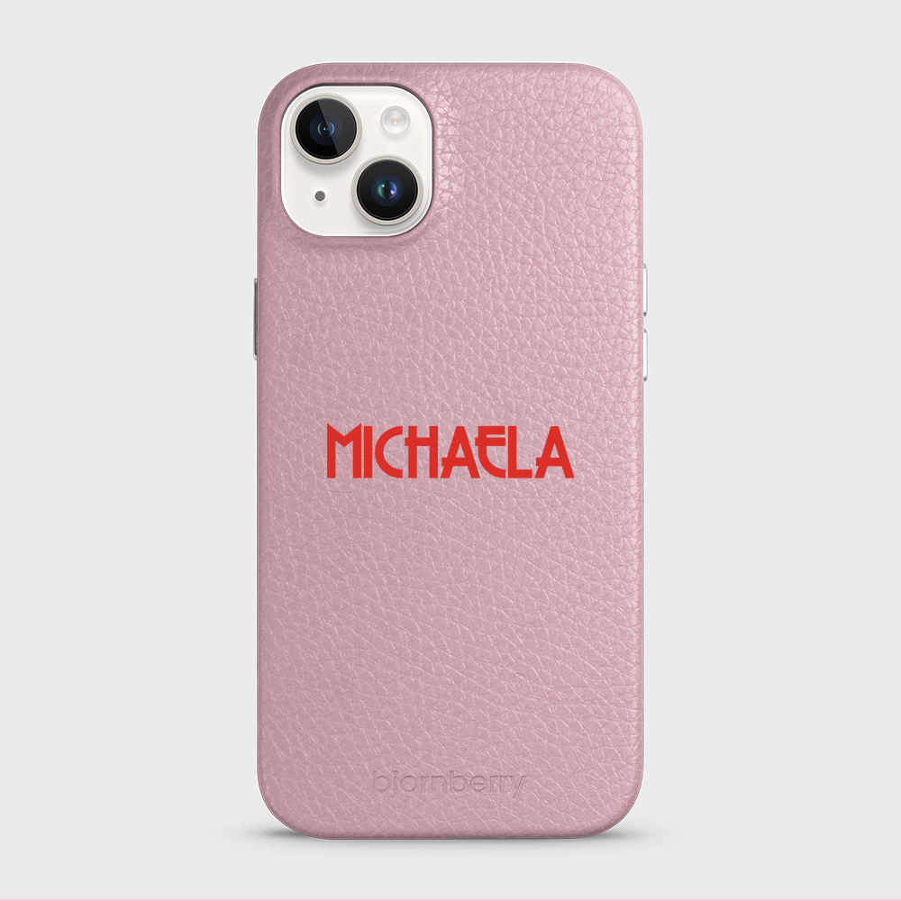iPhone 14 Plus Personalised Leather Case - Art Deco Name - 32