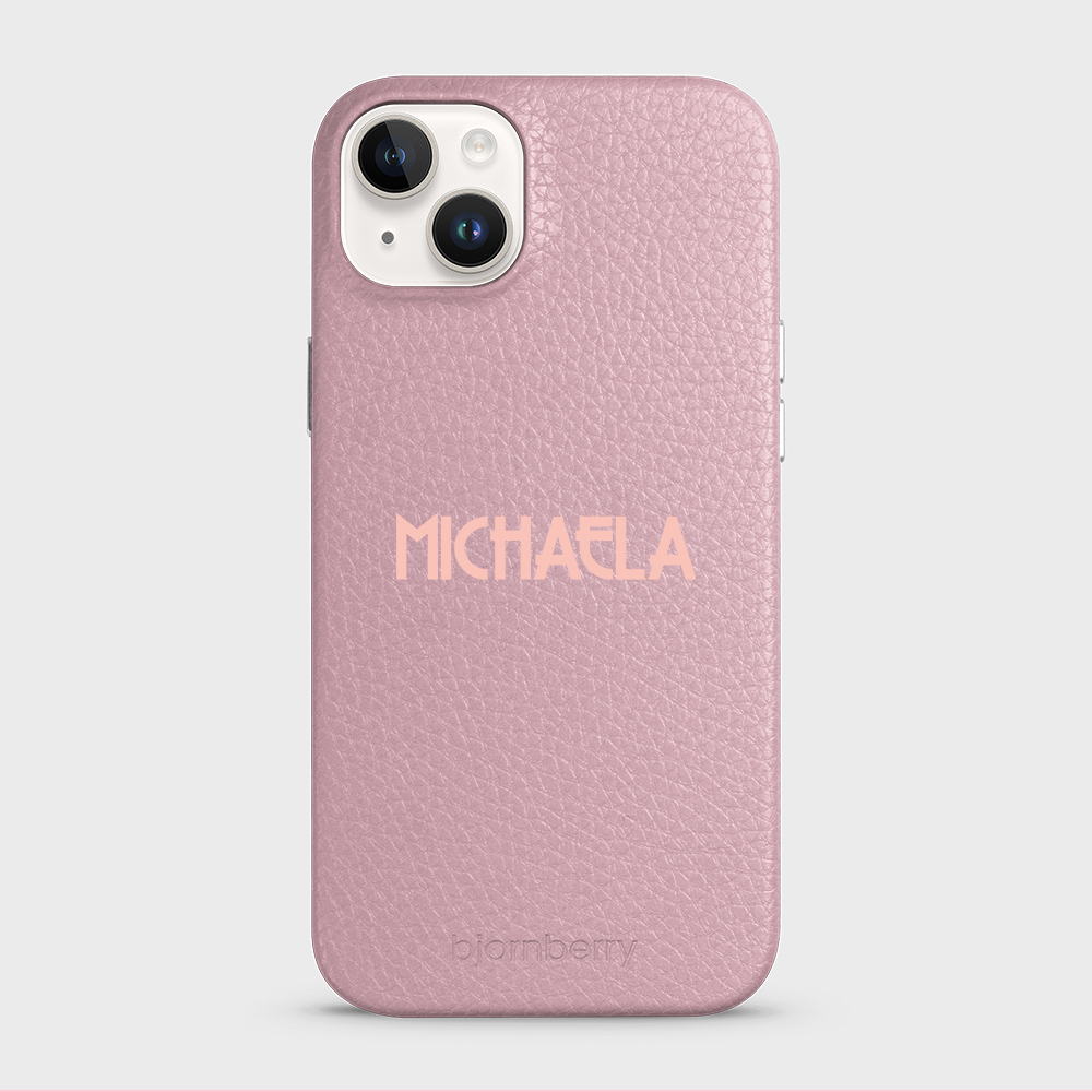 iPhone 14 Plus Personalised Leather Case - Art Deco Name - 33
