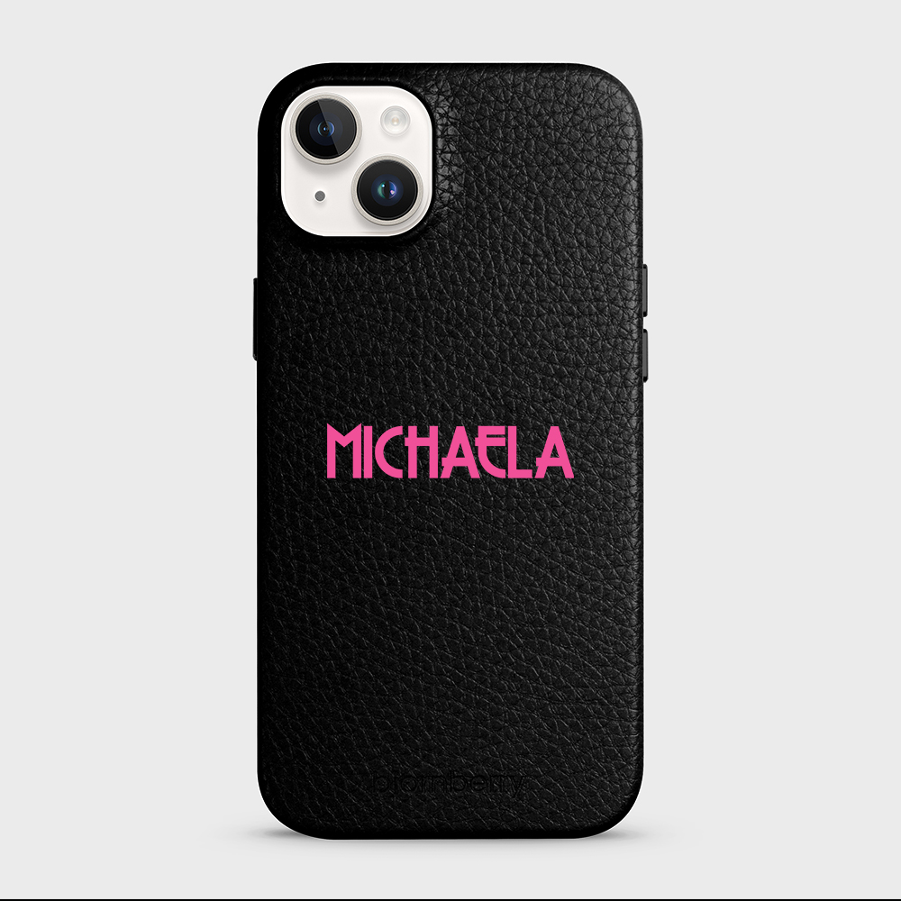 iPhone 14 Plus Personalised Leather Case - Art Deco Name - 36