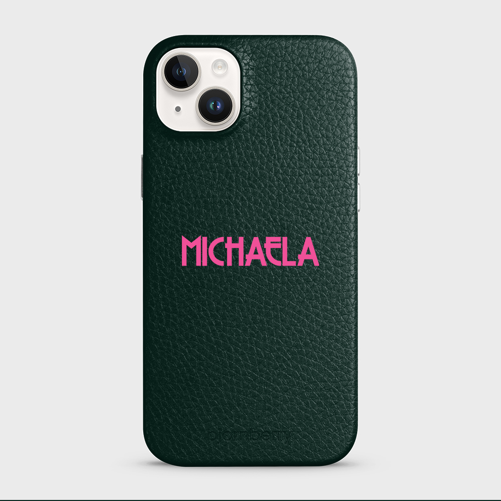 iPhone 14 Plus Personalised Leather Case - Art Deco Name - 22
