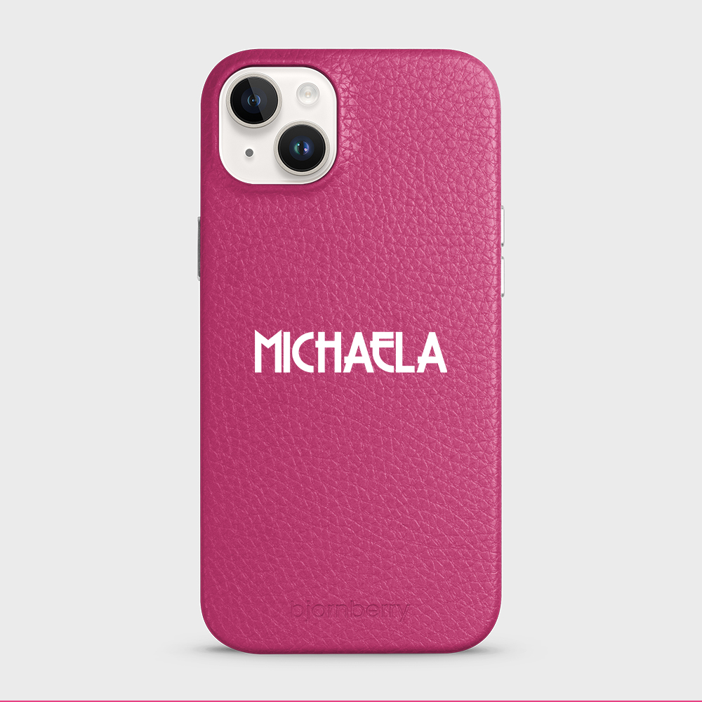 iPhone 14 Plus Personalised Leather Case - Art Deco Name - 20