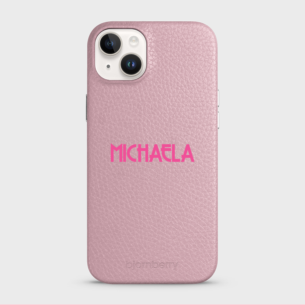 iPhone 14 Plus Personalised Leather Case - Art Deco Name - 31