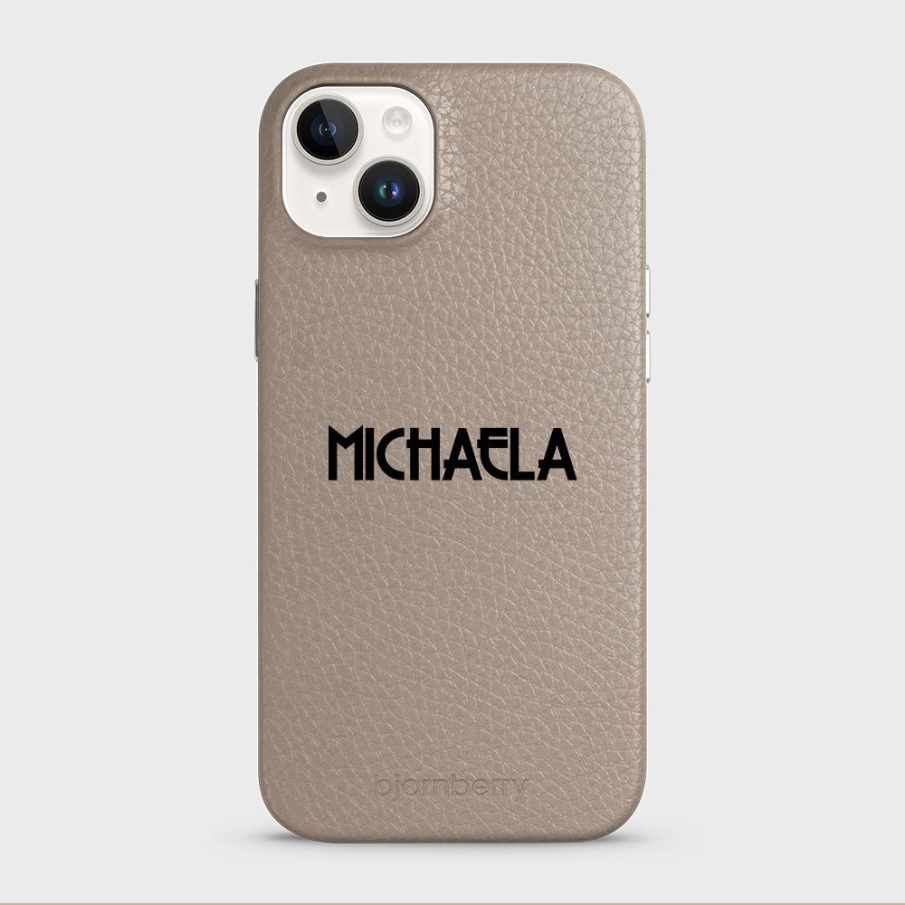 iPhone 14 Plus Personalised Leather Case - Art Deco Name - 13