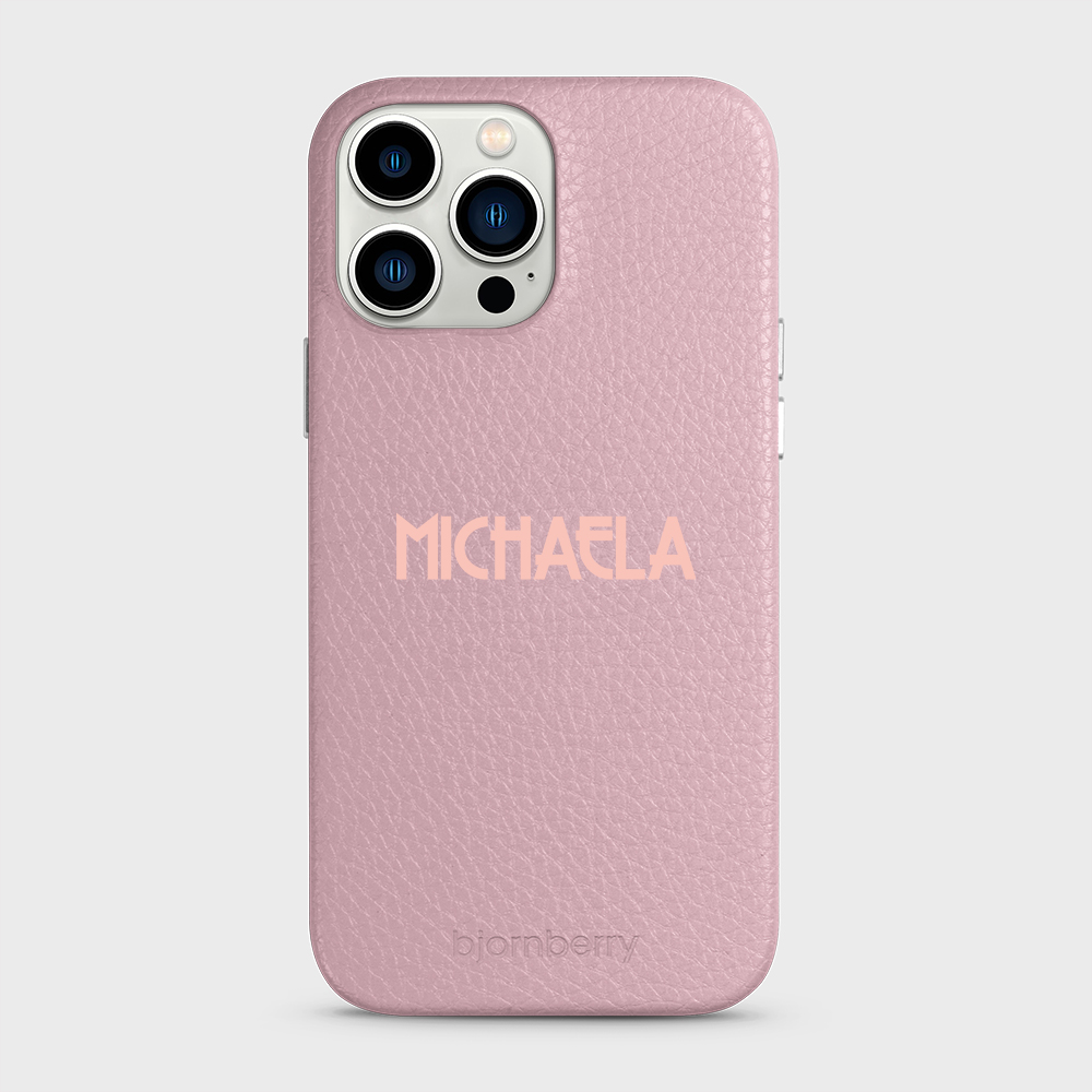 iPhone 13 Pro Max Personalised Leather Case - Art Deco Name - 11