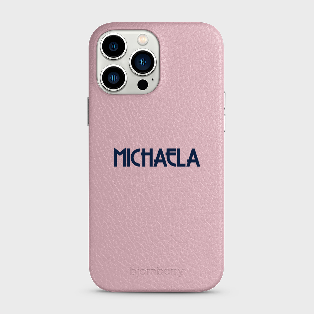 iPhone 13 Pro Max Personalised Leather Case - Art Deco Name - 14