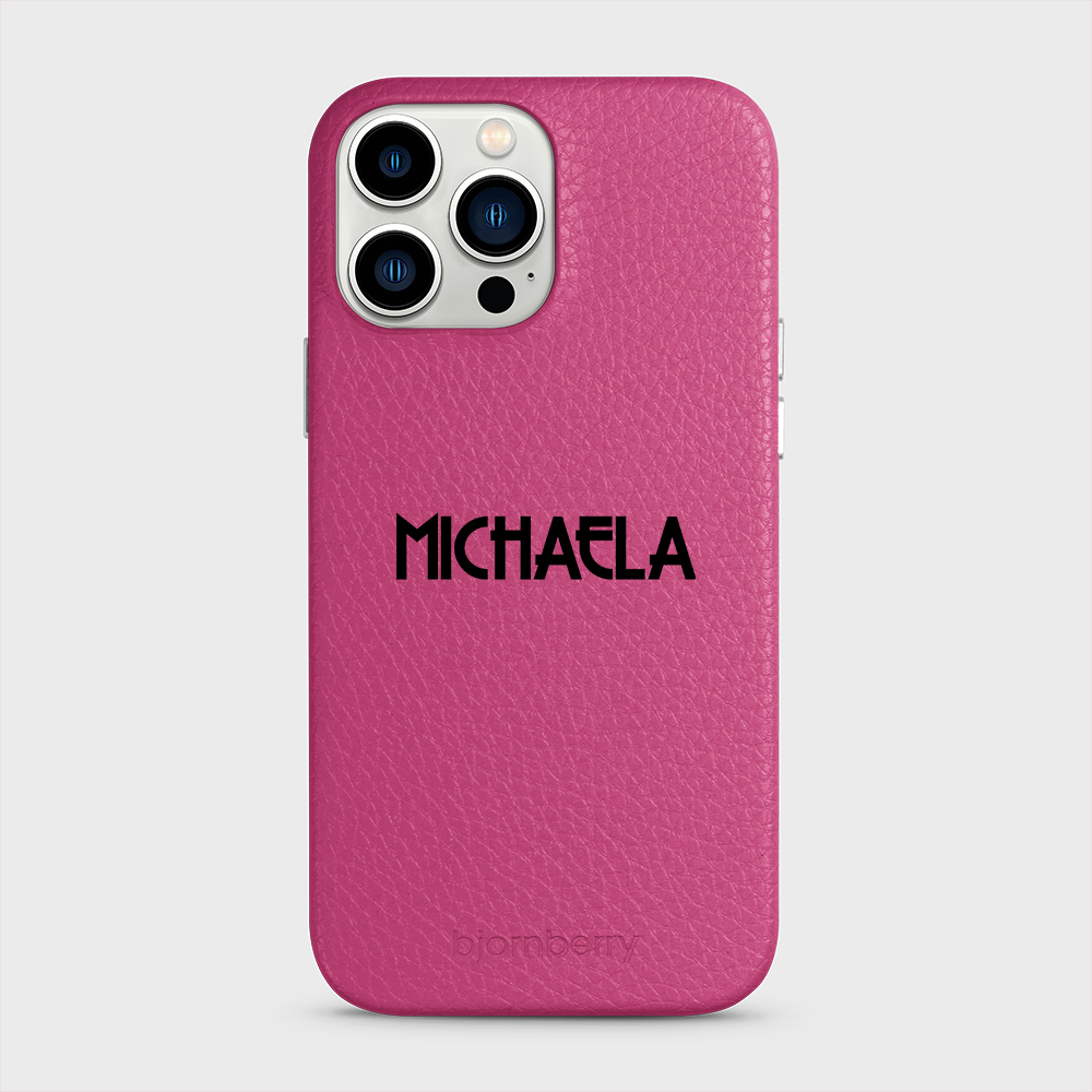 iPhone 13 Pro Max Personalised Leather Case - Art Deco Name - 34