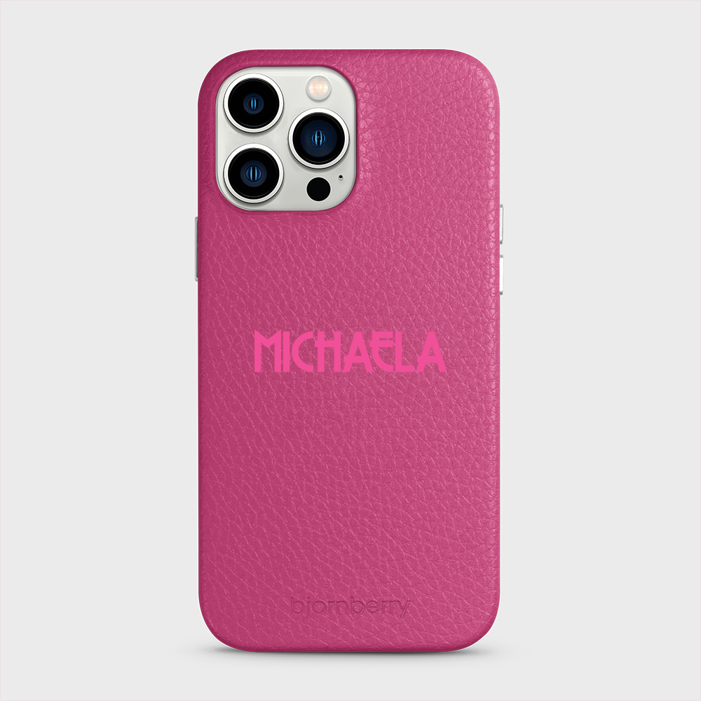 iPhone 13 Pro Max Personalised Leather Case - Art Deco Name - 31