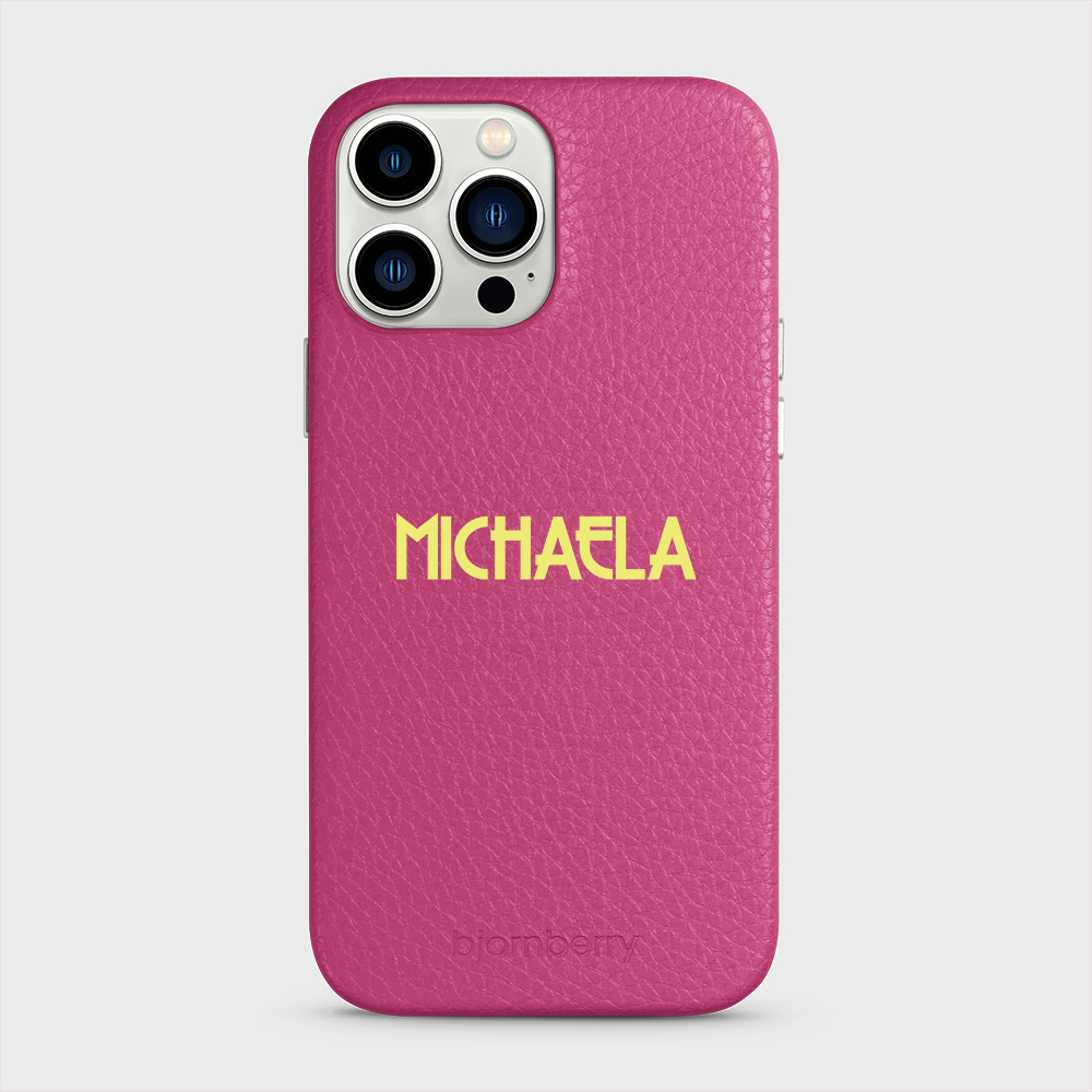 iPhone 13 Pro Max Personalised Leather Case - Art Deco Name - 30
