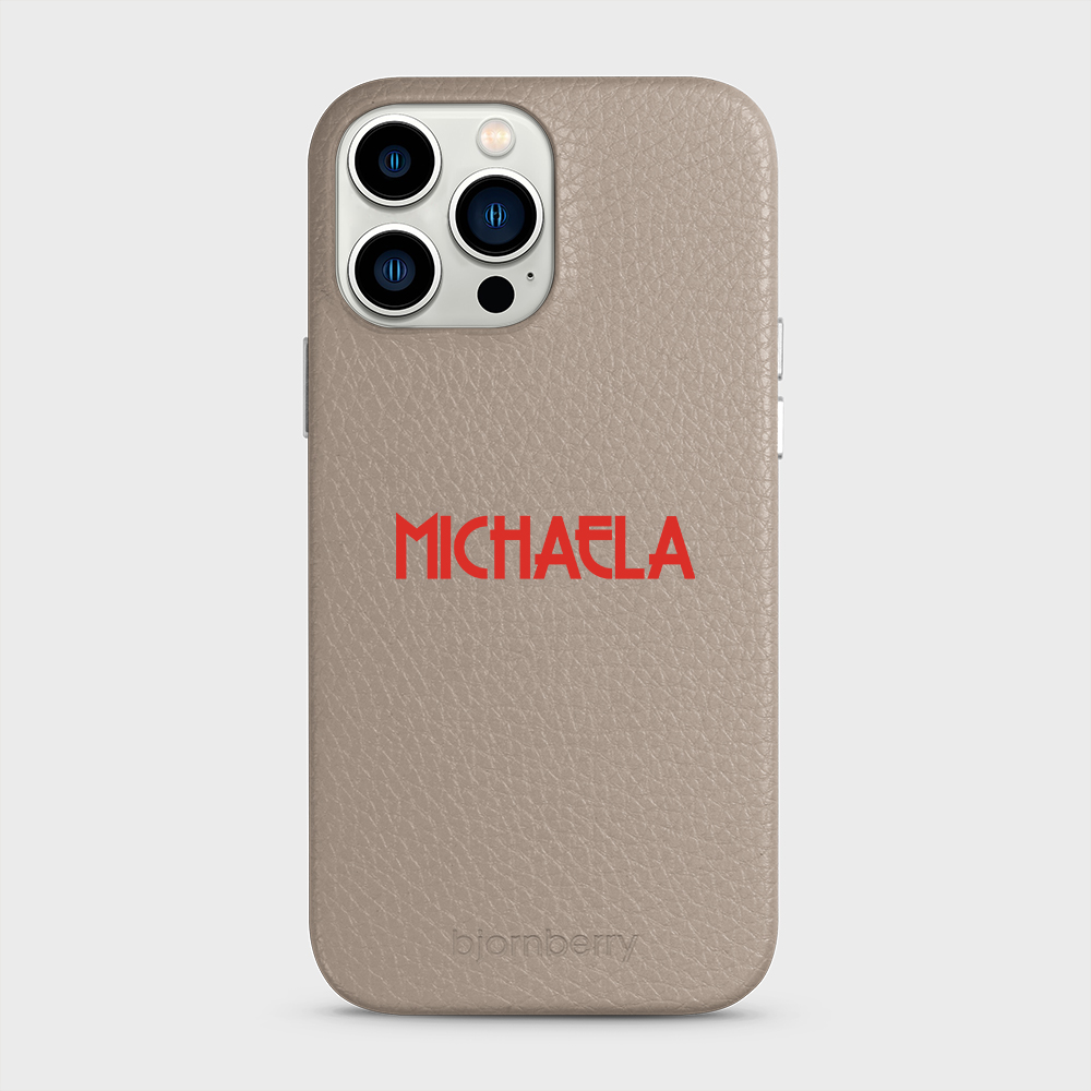 iPhone 13 Pro Max Personalised Leather Case - Art Deco Name - 39