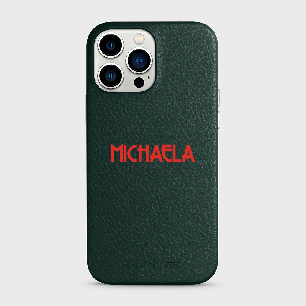 iPhone 13 Pro Max Personalised Leather Case - Art Deco Name - 24