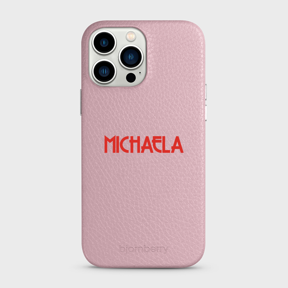 iPhone 13 Pro Max Personalised Leather Case - Art Deco Name - 10