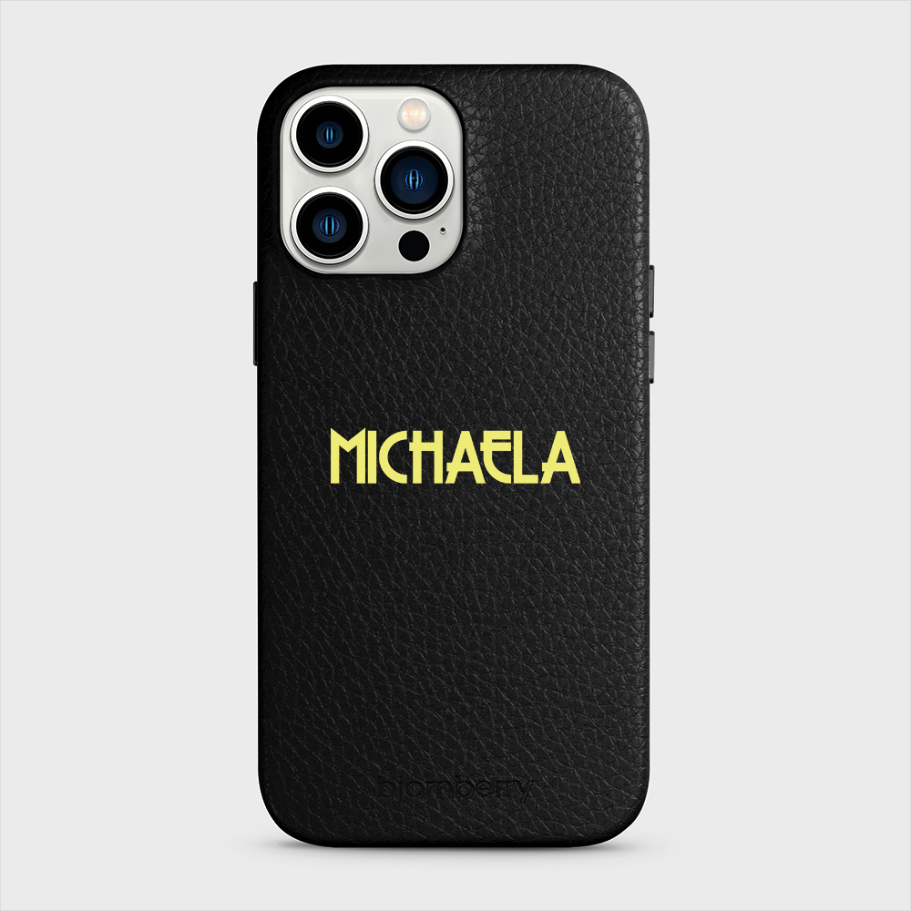 iPhone 13 Pro Max Personalised Leather Case - Art Deco Name - 3