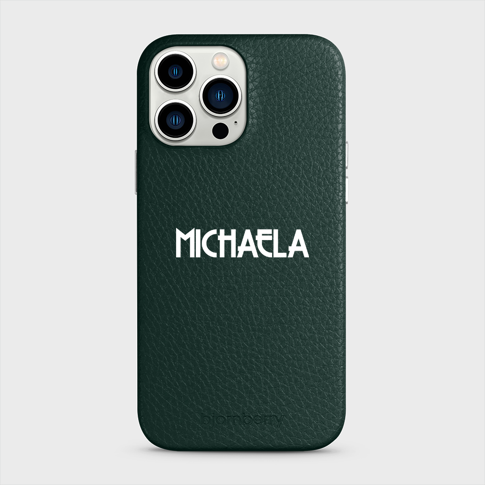 iPhone 13 Pro Max Personalised Leather Case - Art Deco Name - 27