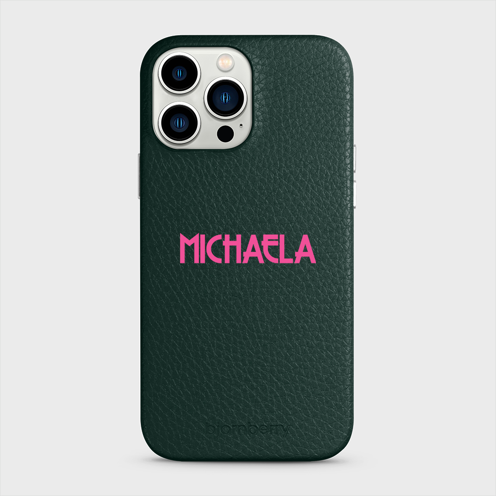 iPhone 13 Pro Max Personalised Leather Case - Art Deco Name - 23