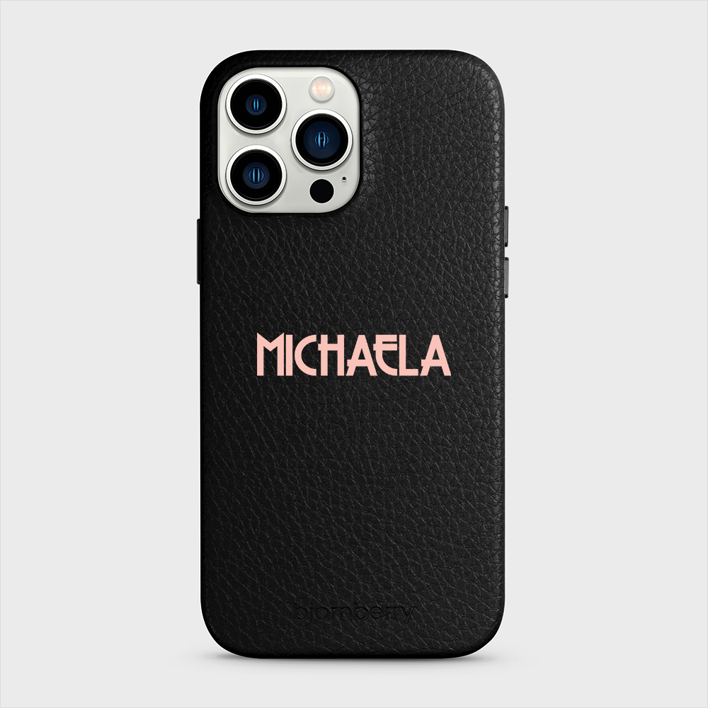 iPhone 13 Pro Max Personalised Leather Case - Art Deco Name - 6