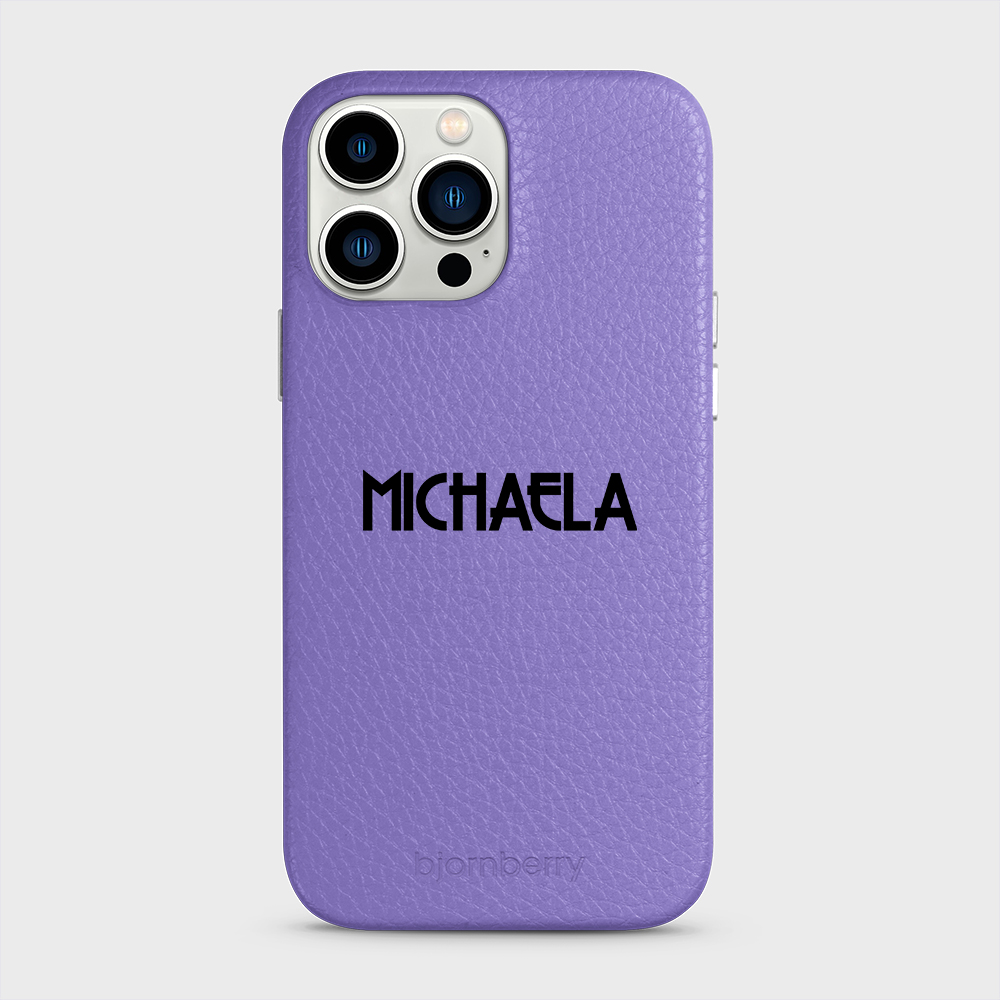 iPhone 13 Pro Max Personalised Leather Case - Art Deco Name - 20