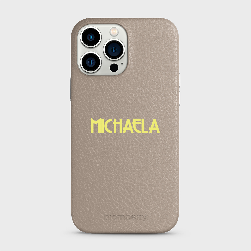 iPhone 13 Pro Max Personalised Leather Case - Art Deco Name - 37