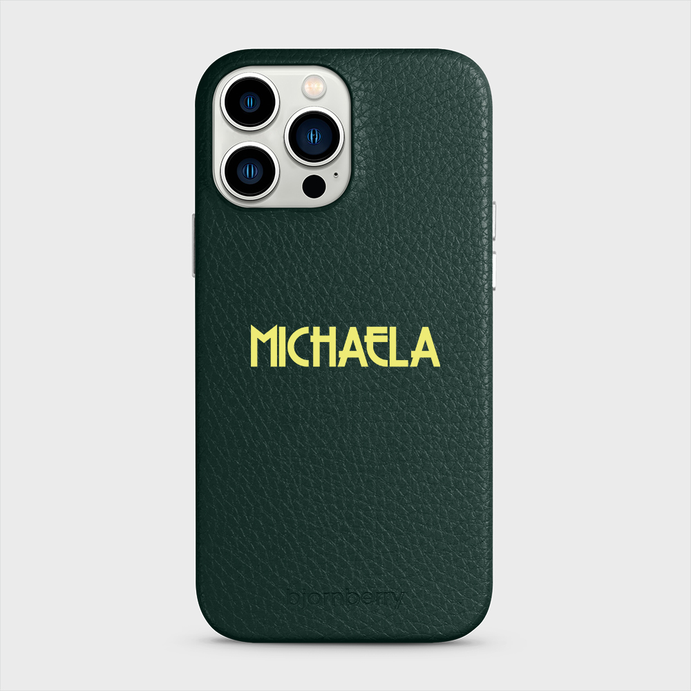 iPhone 13 Pro Max Personalised Leather Case - Art Deco Name - 22