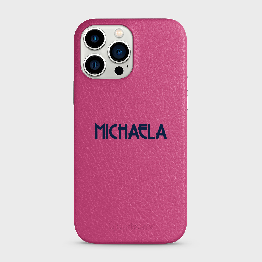 iPhone 13 Pro Max Personalised Leather Case - Art Deco Name - 29