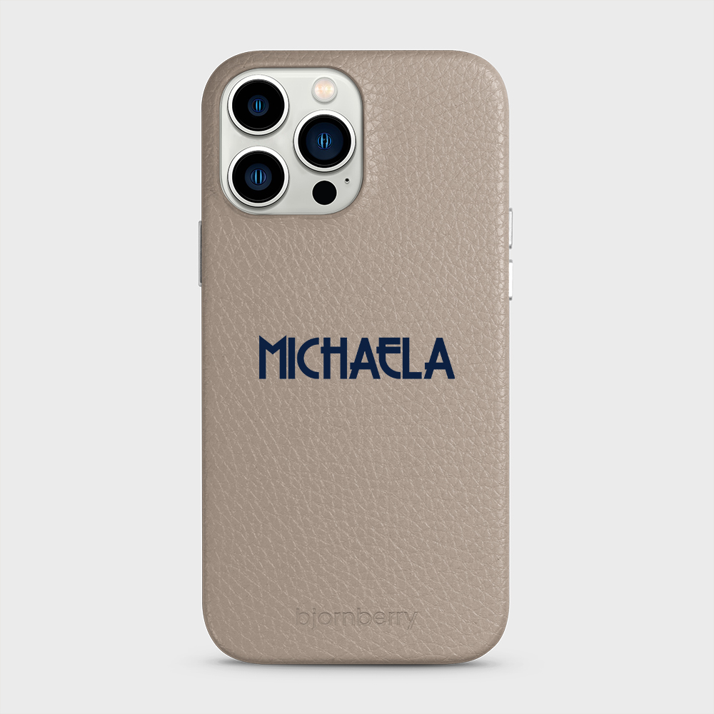 iPhone 13 Pro Max Personalised Leather Case - Art Deco Name - 36