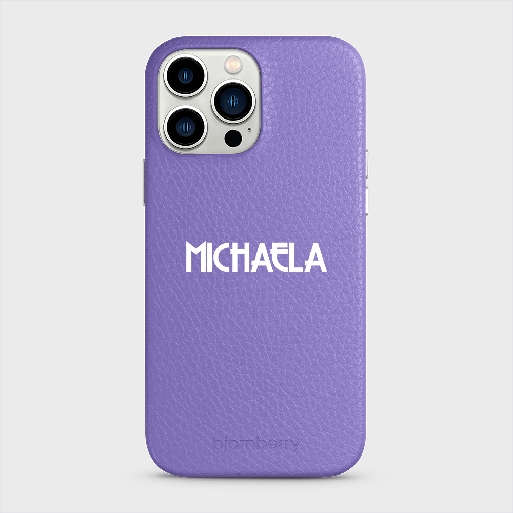 iPhone 13 Pro Max Personalised Leather Case - Art Deco Name - 21