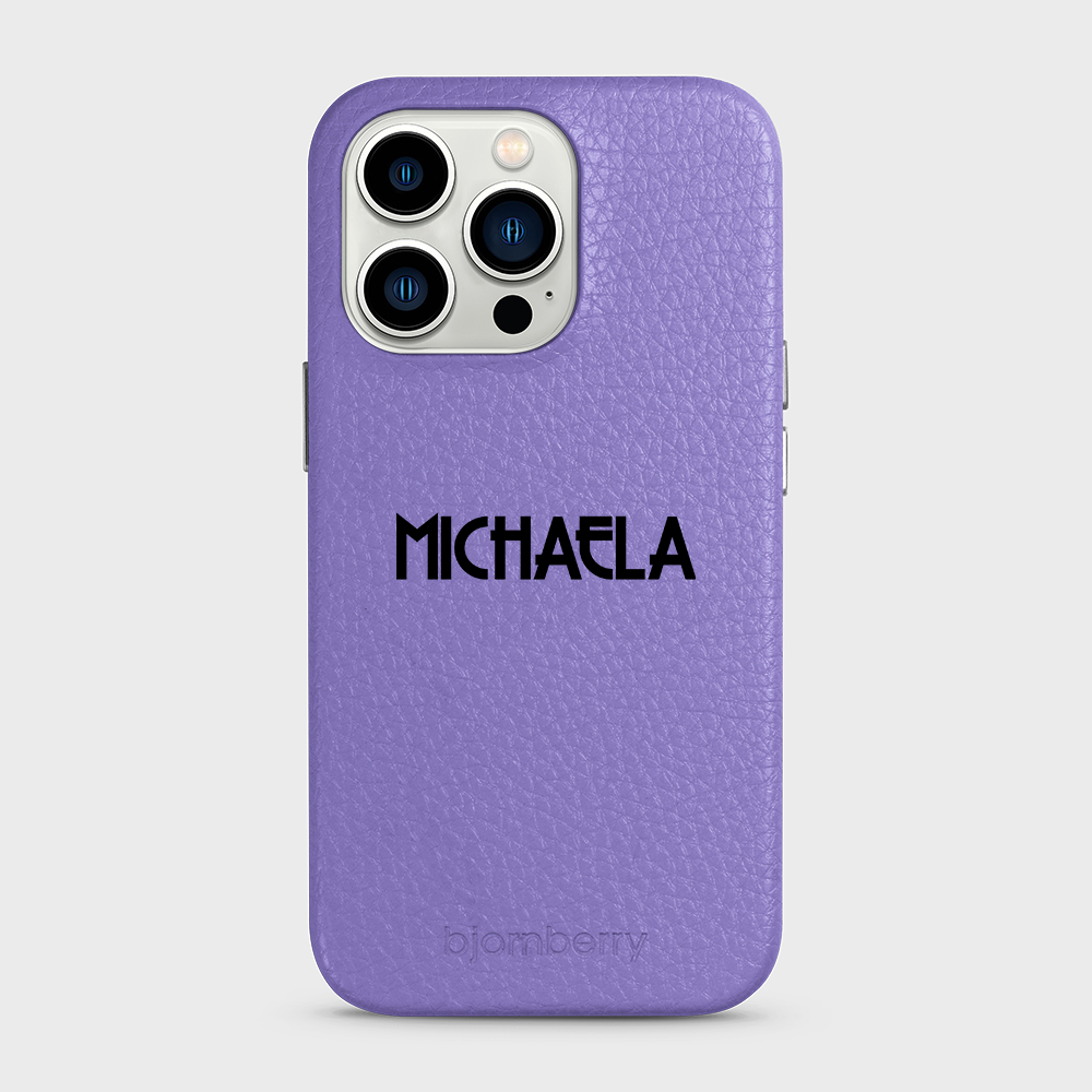 iPhone 13 Pro Personalised Leather Case - Art Deco Name - 6