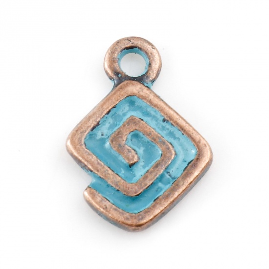 Charm,  Square spiral, bronze patina