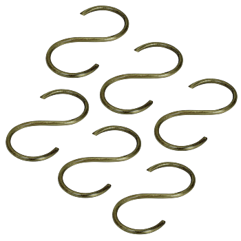S-krokar Antik Mässing – 6-pack 