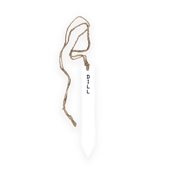 Odlingssticka Dill – Vit Metall med Jutesnöre.