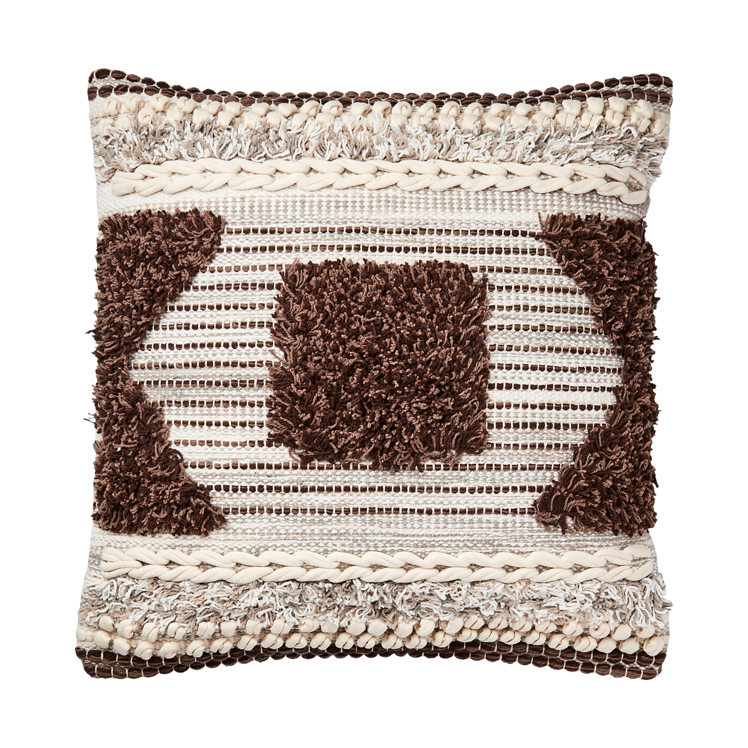 Minna kuddfodral brun/beige/elfenben