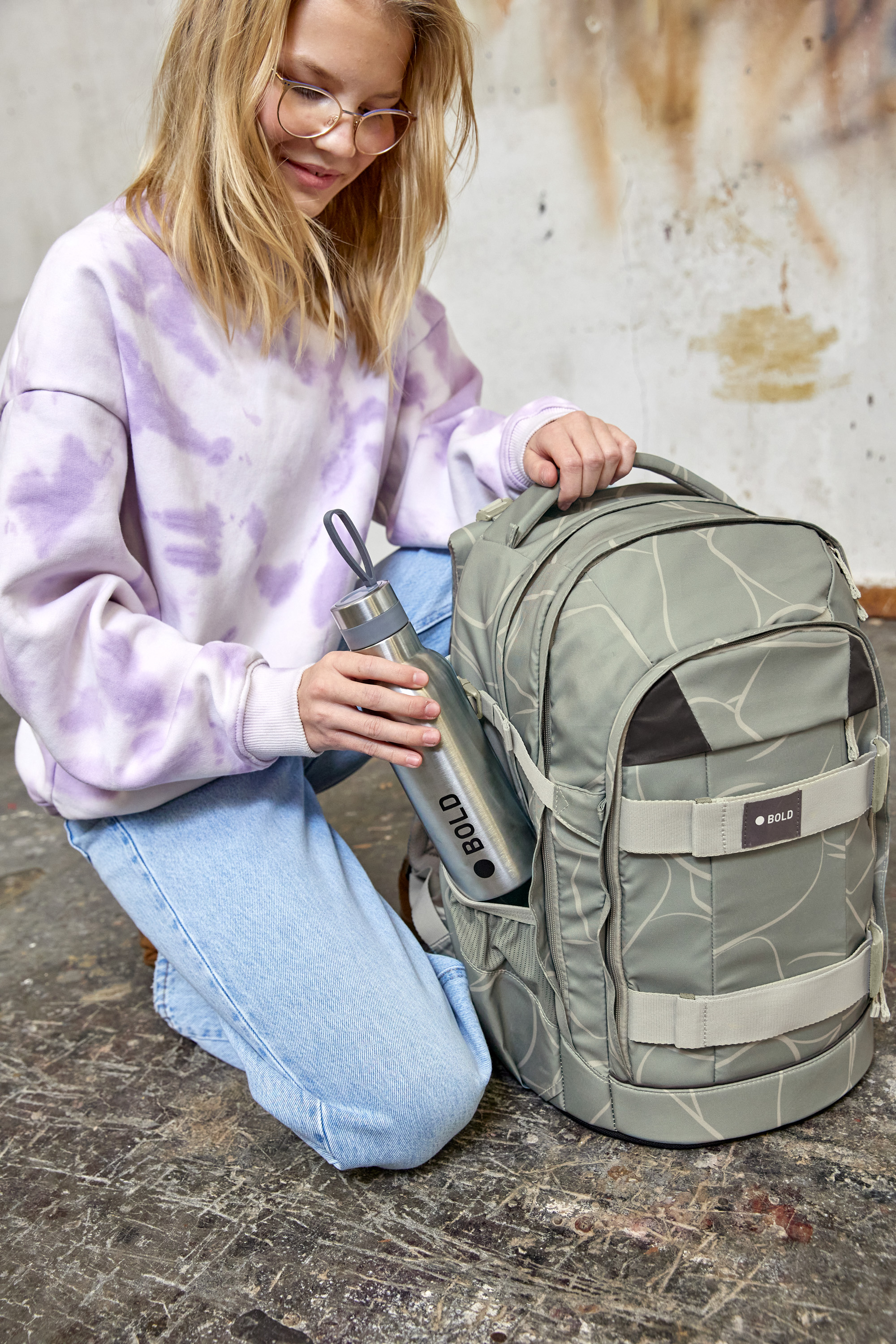 Lässig School Backpack Origin Bold Curve sage - 8