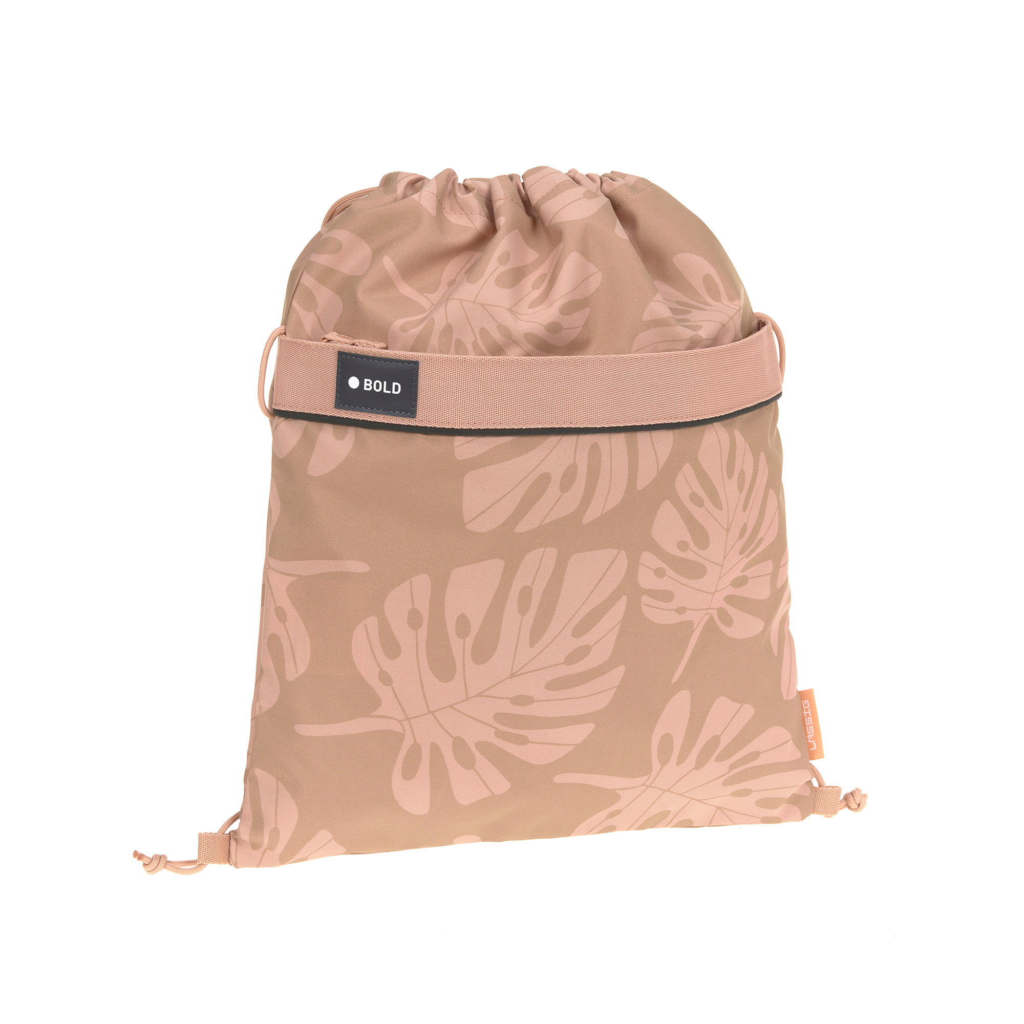 Lässig School String Bag Bold Leaves caramel