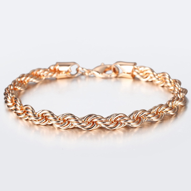 Armband "Twisted Rope" i 18K  Roséguldplätering 6mm -20 cm