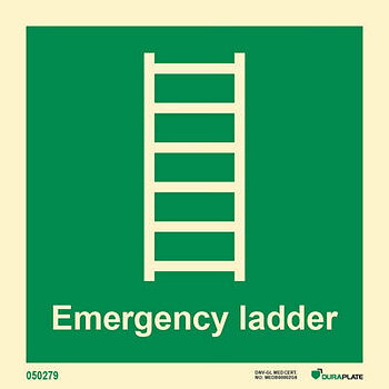 IMO-skylt "Emergency ladder"